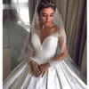 Appliques dentelle robe de bal robes pure à manches longues encolure dégagée grande taille robes de mariée élégante une ligne robe de mariée 328 328