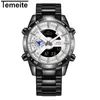 Montres-bracelets TEMEITE Quartz Homme Montre Top Luxe Doré Noir Bracelet En Acier Inoxydable Grand Cadran Montres Militaires Relogio Masculino