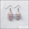 Auto DVR Charm Natural Stone Drop Charms Earring Champignon Amethysts Lapis Purple Quartz Roze Crystal Earrings Chakra Pendo -oordingen voor vrouwen Dhymf