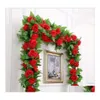 voiture dvr Décoratif Fleurs Couronnes 250 Cm Lot Soie Roses Lierre Vigne Avec Des Feuilles Vertes Pour La Maison De Mariage Décoration Faux Feuille Diy Suspendus Gar28 Dhy7V