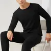 Heren thermisch ondergoed Fleece Men Pyjama Sets Winter Fleeced Lined Male pullover broek Set Long Johns Bottoms