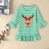 Girl Dresses Toddler Baby Girls Flare Sleeve Christmas Deer Striped Print Dress Clothes Size 5