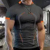 Herr t-skjortor herrar gym bodybuilding sport t-shirt snabb torr löpning skjorta kort ärm komprimering toppar män utomhus fitness tight