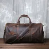 Duffel Bags New Retro Male Carry-on Bag Europe and America Crazy Horse Leather Travel Bag Layer Cowhide Large Capacity Single Shoulder Bag 230223