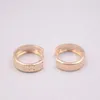 Hoop Earrings Real Pure 18K Rose Gold Carved Two Rows Men Woman Gift 2.3-2.5g