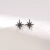 Stud Earrings AWN Cute Pure Silver Color Stars Jewelry Black Stone Engagement For Women I165Stud