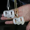 Ketten HIP HOP Mode Go Crazy Buchstaben Anhänger mit Twist Seil Kette Iced Out Bling Voller Zirkonia CZ Halskette Schmuck