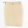 Skirts Sexy Khaki Ribbed Women High Waist Skirt 2023 Autumn Casual Knitted Bodycon Pencil Breasted Cotton Mini