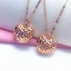 Jóias de correntes Ladies 585 Gold roxo Design tridimensional Colar pingente de coração 14k rosa clássico em romântico