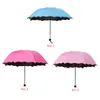 傘の魔法の花ドームパラソル太陽/雨女性女性のための3つの折りたたみ傘