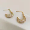 Hoopörhängen Uilz Fashion Style Micro Mosaic Zircon Delicate Gold Color Geometric Earring Bride Wedding Ear Jewelry 2023