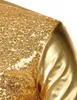 Мужские повседневные рубашки дискотеки блестящие золотые с блестками металлические дизайнерские рубашки с длинным рукавом на рождественском хэллоуине на вечеринке костюм вечеринки 230227