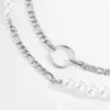 Choker Imitation Perlen Legierung Kette Halskette Für Frauen Doppel Schlüsselbein Ketten Kurze Halsketten Weibliche 2023 Mode Schmuck