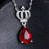 Colares pendentes de colar de coroa de estilo coreano Brilho Shine Red Water goto