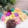 Decorative Flowers Wreaths 50pcs/lots 16cm Simulation Large Hydrangea Flower Head Silk Wedding Decoration Headdress DIY fFlower Wall Accessories 230227