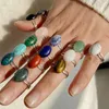 Natural Crystal Stone Adjustable Silver Plated Band Rings For Women Lady Party Club Decor Fashion Jewelry