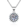 Ketten Echter Moissanit 1CT3CT5CT zertifizierte Sonnenblume Halskette Sterling Silber Diamant Anhänger für Frauen Versprechen Hochzeit Schmuck