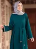 Vêtements ethniques élégant Dubaï manches longues paillettes Maxi Robe Abaya couleur unie femmes musulmanes Robe ample caftan Ramadan Eid fête islamique