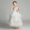 Vestidos de niña Vestido de fiesta de lujo para niños Bebés sin mangas de encaje con lentejuelas Tutu Vesitidos Niños Niña Vestidos Maxi en capas Princesa Ven