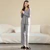 Womens Sleepwear qsrocio pijamas conjunto simples cor sólida cor macia viscose modal lazer