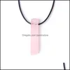 car dvr Pendant Necklaces Healing Irregar Stone Rec Bar Crystal Quartz Opal Necklace Leather Chains For Men Women Fashion Jewelry Drop Deliv Dhr6C