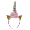 A187 Neues Einhorn -Party Haarband Haarverzierung Golden Horned Tier Kopfschmuck Kinder Blumenstirnband