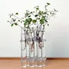 Vases 2 Set Glass Vase: 1 Tubes Shape Hanging Hydroponic Flower Plant Vase Terrarium Container & With