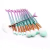 Makeup Borstes Mermaid Set 10 PCS Foundation Blending Powder Brush Eyeshad Contour Concealer Blush Pincel Sereia Maquiagem Drop de DHG21