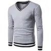 Men's Hoodies Sweatshirts ERIDANUS Men's Sweater Light Business Casual Breathable Comfortable V-neck Long-sleeved Pullover Stitching Striped Top MWW303 230227