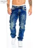 Jeans masculino moda clássica jeans azul preto calça solta marca de negócios casual macacão almani homens 230225
