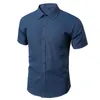 T-shirt da uomo Camicia ampia a maniche corte in lino da uomo Risvolto Stile semplice Panno estivo tinta unita 230227