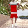 Survêtements pour hommes Costume d'Halloween pour hommes Mode pour hommes T-shirt à manches courtes et shorts Set Summer 2 All White Red Pinstripe MenMen's