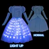 Girl's Sukienki Dziewczyny Kopciuszek LED LID LIGE UP SURES Cosplay Księżniczka Fankie stroje Dzieci Boże Narodzenie Fantasy Ubrania urodzinowe W0224