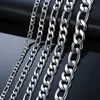 Kedjor Stylish Figaro Link Chain Halsband för män Solid färg rostfritt stål Hip Hop Male Colar 24 "Jewelrychains