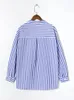 Women's Blouses & Shirts For Women Fashion Tops 2023 Lapel Collar Button Up Striped Shirt Long Sleeve Top Casual Loose With Chest PocketWome