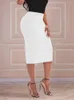 Tvådelt klänning kvinnor vit formell affärs blazer kostym set elagant 6 knappar jacka knälängd kjolar breda ben byxor kostymer casual office work 230227