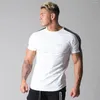 T-shirt da uomo T-shirt skinny casual T-shirt a maniche corte da uomo Gym Fitness Bodybuilding Top in cotone Uomo Sport estivo Allenamento Abbigliamento da allenamento