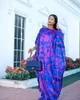 Vêtements ethniques violet Orange robes africaines pour femmes été demi manches col en v Polyester longue robe imprimer S5XL 230227