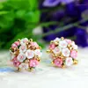 Stud Earrings Selling Brand Jewery Luxury Crystal Double Imitation For Women Ceramic Flowers Summer Style