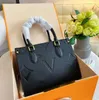 ONTHEGO MM TOTE BAG com um charme atraente moda feminina bolsa de compras de couro granulado totes senhora bolsa de ombro de couro de vaca carteira