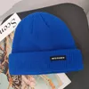 Beanies Beanie/Skull Caps Autumn Winter heren geribbelde schedel dop vrouwen beanie manchet hoed met tag vaste kleur gelabeld gebreide dik