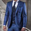 Ternos masculinos Blue Wedding Men Slim Fit com Coloque Floral Coloque 3 Peças Tuxedos formal Tuxedos Jantar italiano calças