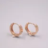 Hoop Earrings Real 18K Rose Gold Woman Luck Smooth Circle Stamp Au750 12x2.8mm