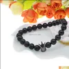 car dvr Beaded Strands Mens And Womens Matte Black Agate Beads Gemstone Bracelet Wrist Crown Gift Drop Delivery Jewelry Bracelets Dhkr3