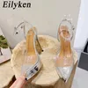 Dress Shoes Eilyken Sexy Platform Buckle Women Pumps PVC Transparent Super High Heel Sandals Runway Style Nightclub Stripper ShoesL230227