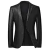 Erkekler Suits Blazers artı erkek PU deri takım elbise ceket motosiklet moda gündelik blazer ceketler erkek bahar sonbahar siyah eğlence katları
