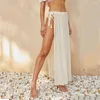 Skirts Woman Summer Sheer Wrap Maxi Beach Skirt Solid Female Sexy Boho Party Lace Up Sweet Long