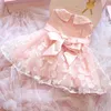 Robes de fille Rose dentelle bébé fille robe princesse fleur infantile fille 1 an anniversaire robe de fête de mariage pour baptême baptême 0-24M