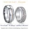 Cluster Rings Alliance Fine Jewelry Hochzeitsset für Sie und Ihn für Männer und Frauen, luxuriöses Paar-Ringpaar aus 14 Karat Roségold, 8 mm Titan