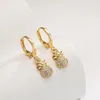 Boucles d'Oreilles Créoles Doux Zircon Arête de Poisson Ananas